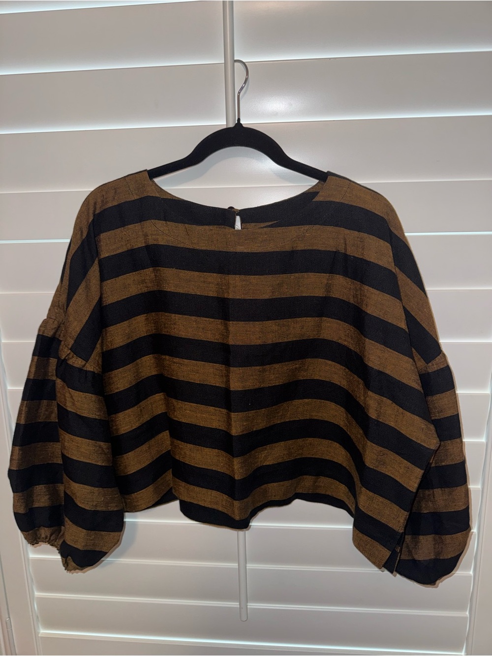Beyond Nine Aisha Linen Top in Rust Stripe - Picture 2 of 5
